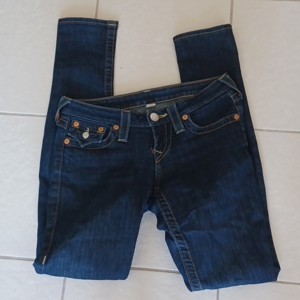 TRUE RELIGION WOMENS DENIM JEANS SIZE 26, low rise, 31" inseam
